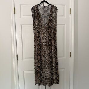 🐍 MAR Snake Print Deep V Double Slit Maxi Dress - M/L